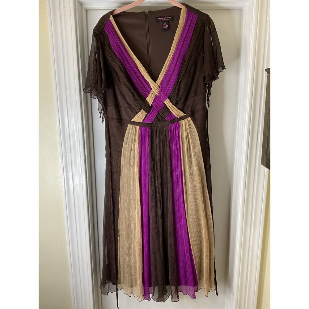 Signature by Robbie Bee 100% Silk Midi Dress Fairy Core Renaissance Boho Dress S
